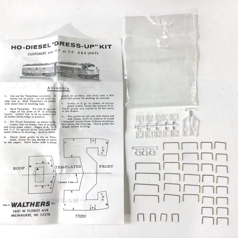 Train Detail Parts Windows & Grabs Dress Up Kit HO Scale Diesel Train Incomplete